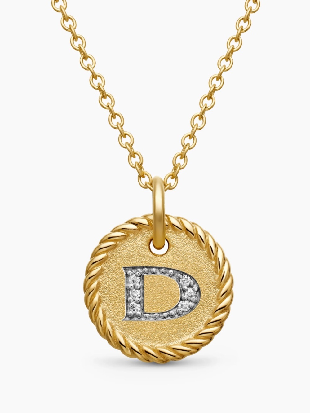 David Yurman Gold Initial “D” Pendant Necklace - Women Jewelry